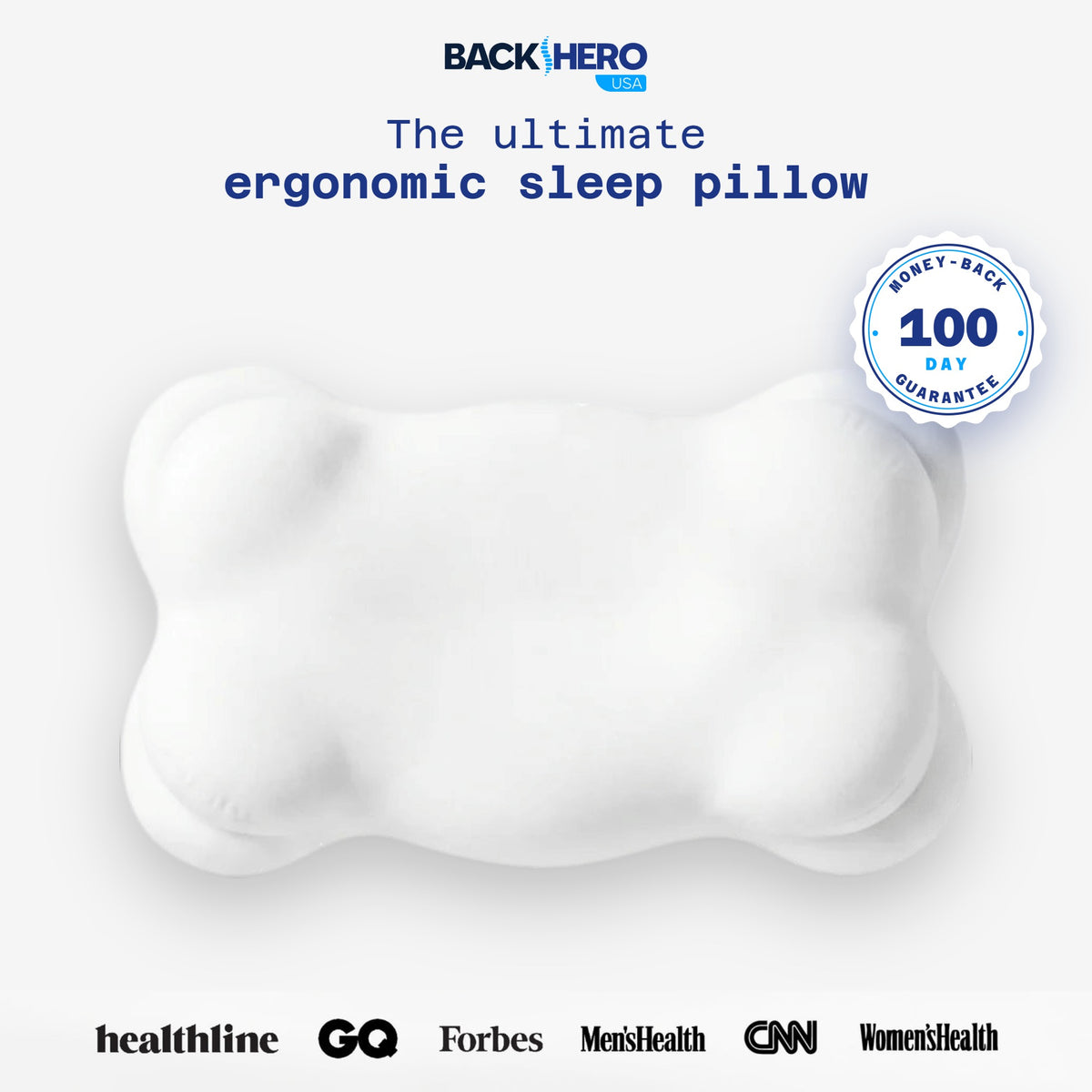 6-zone ergonomic sleep pillow in white