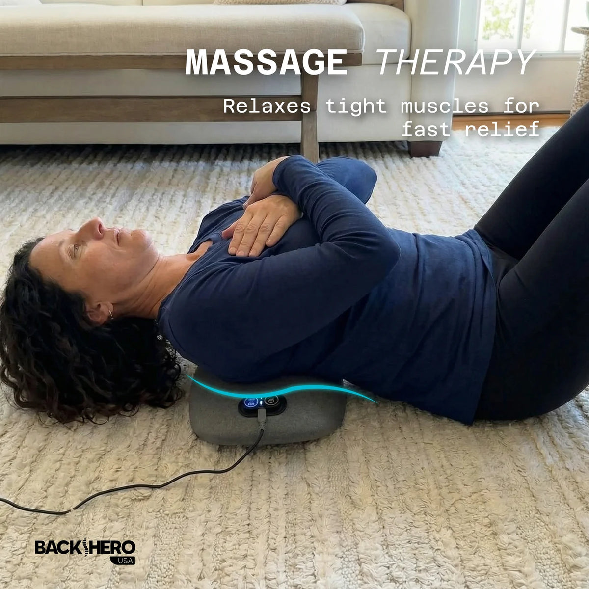 Woman relaxing on the Triple Fusion Massager