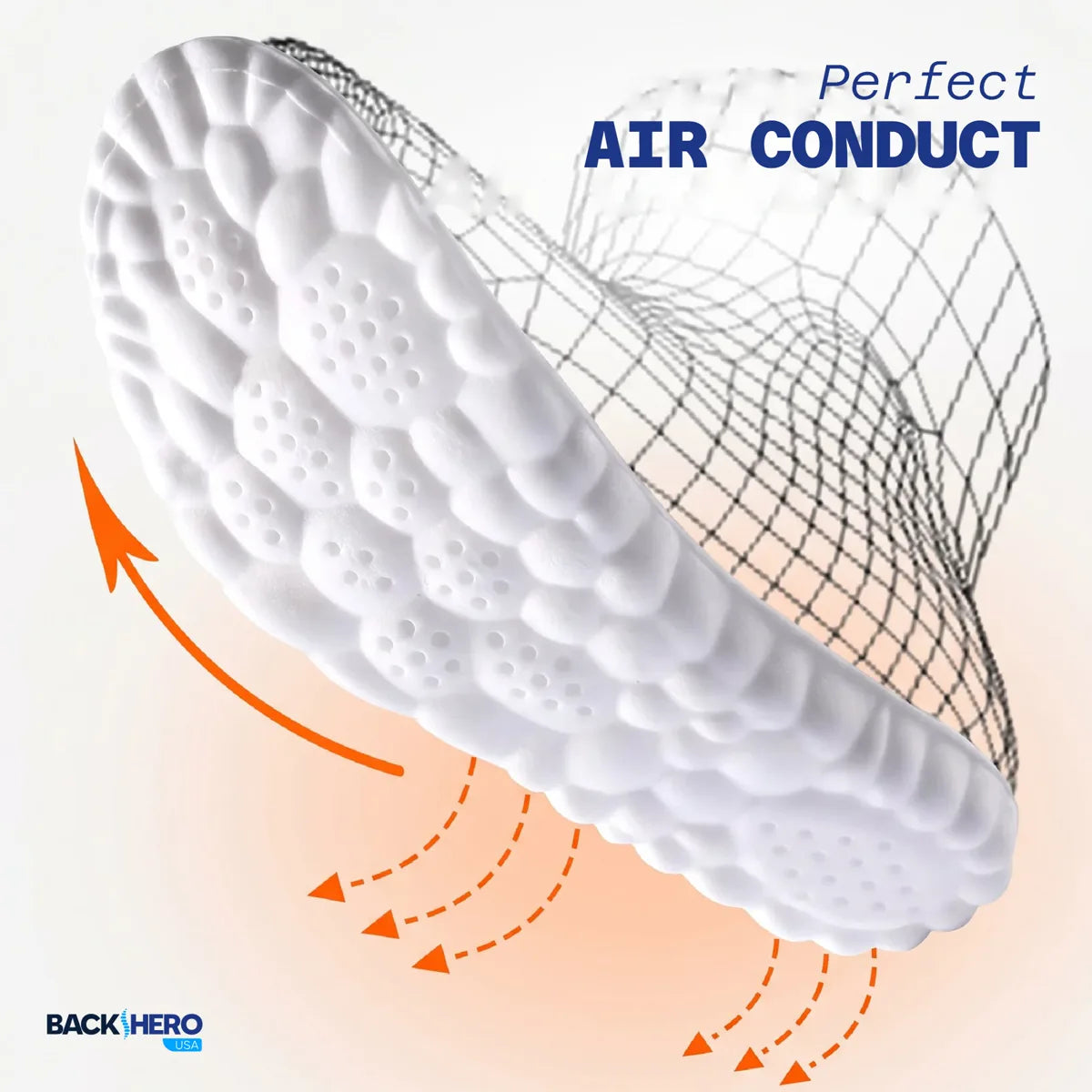 Perfect air conduct: air moving through the holes in the insole foam