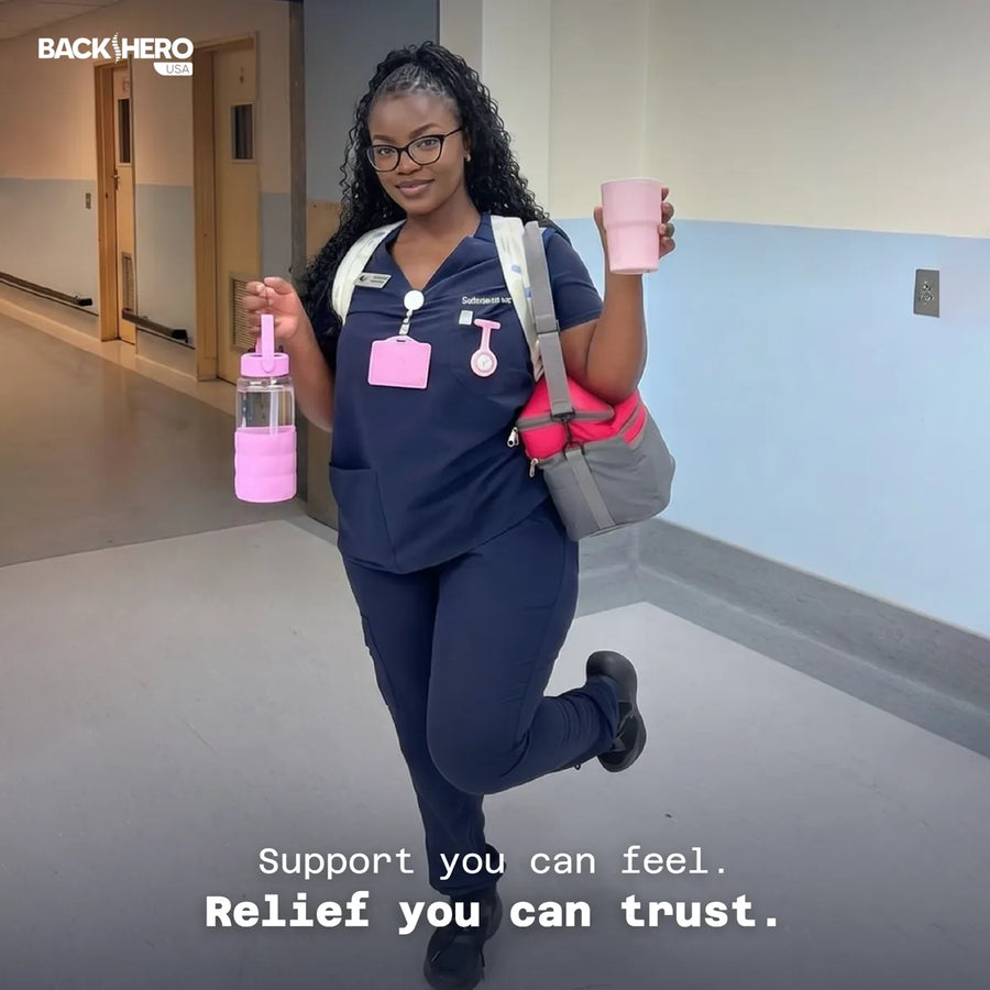 Nurse in scrubs and work shoes