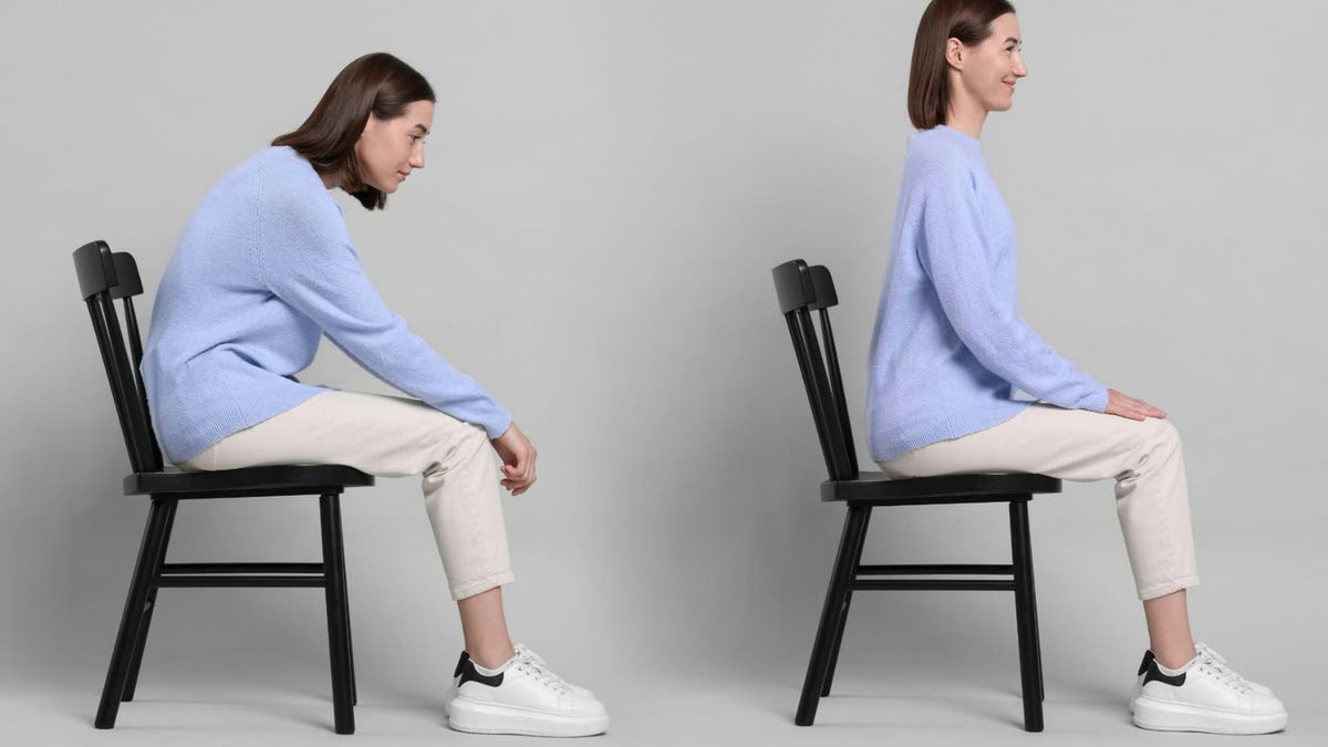 Rounded back posture while sitting