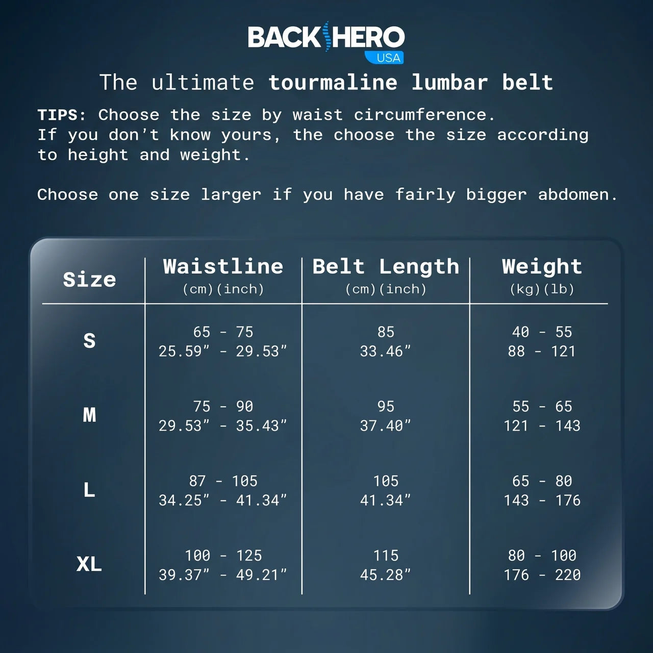 Back Hero USA Tourmaline Lumbar Support Belt