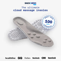 Back Hero USA Cloud Massage Insoles, gray cushioned arch support insoles with massage nodes
