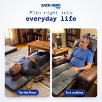 The massage mat on a living-room floor and in a recliner