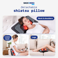 Detachable shiatsu pillow for the neck and shoulders, lower back or legs