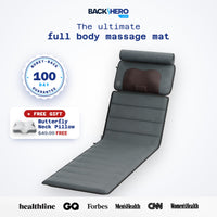 Full body massage mat with detachable shiatsu pillow, free Butterfly Neck Pillow gift and 100-day money-back guarantee