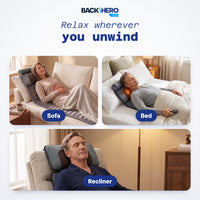 Massage mat on a sofa, a bed and a recliner