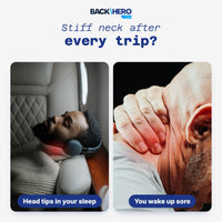 Man asleep on a plane with his head tipped and a sore neck