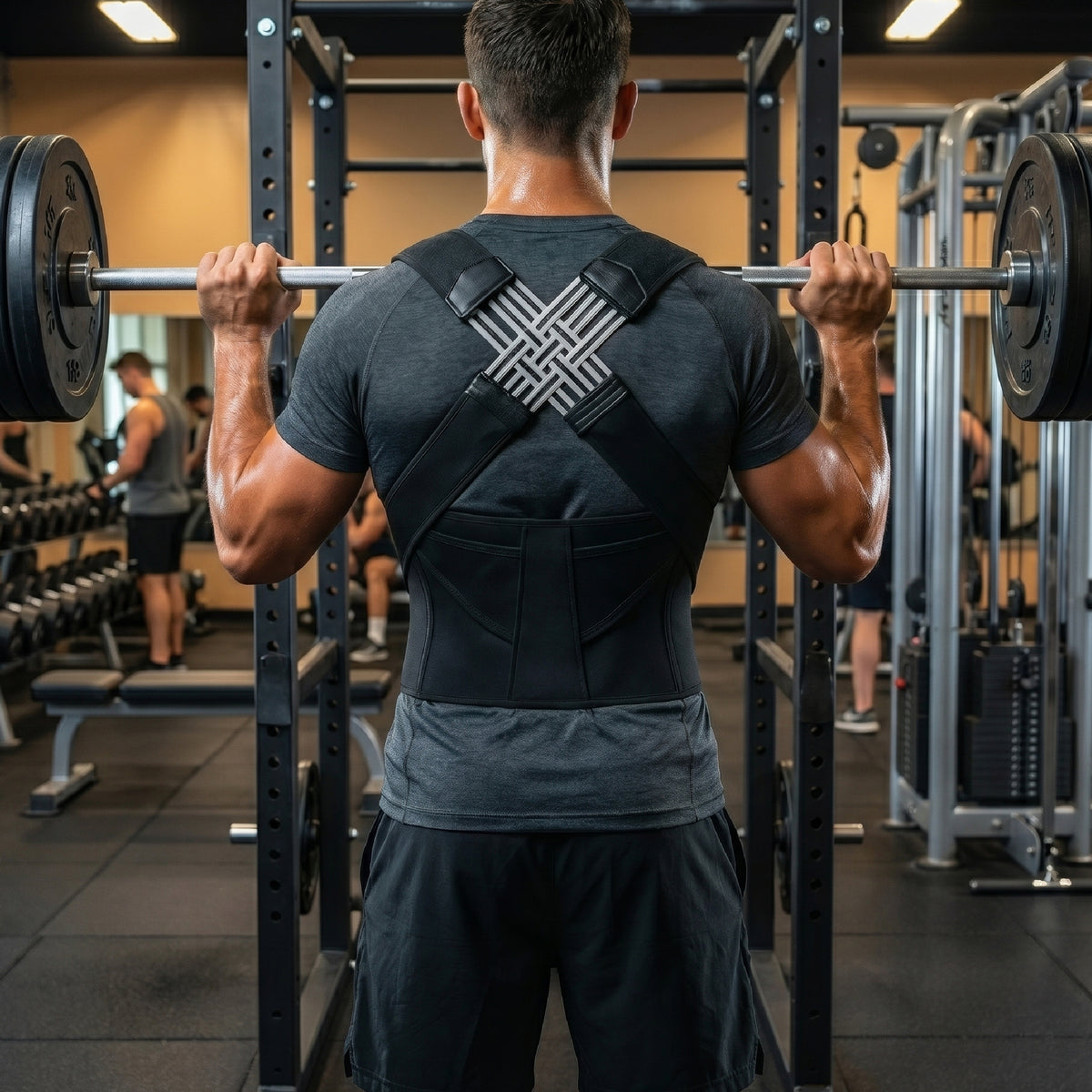 Man wearing the Back Hero posture corrector at the gym