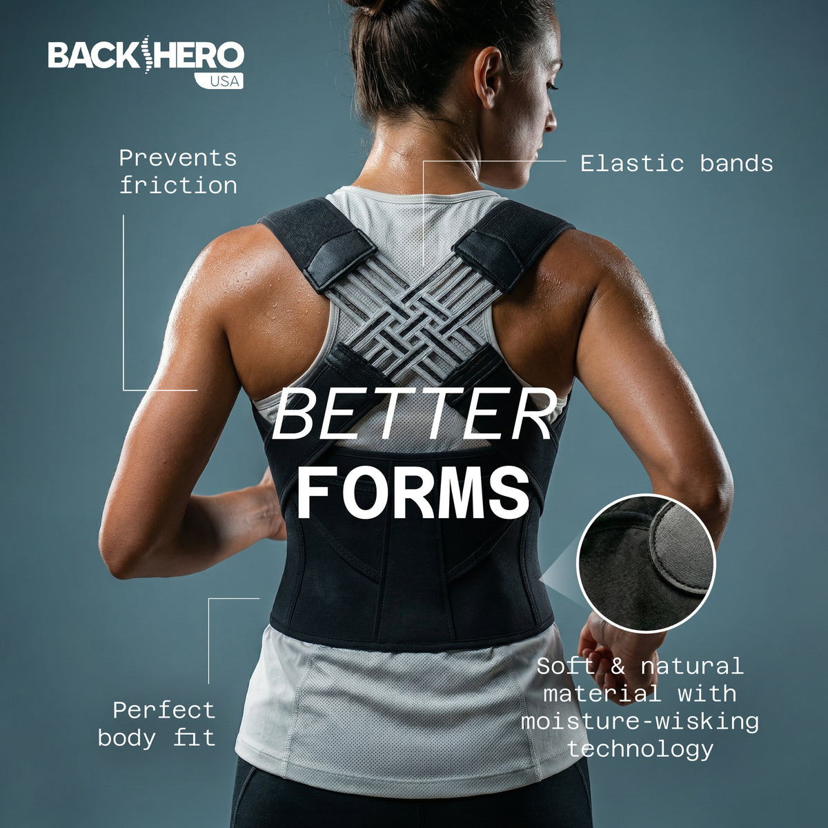 Posture corrector materials and straps
