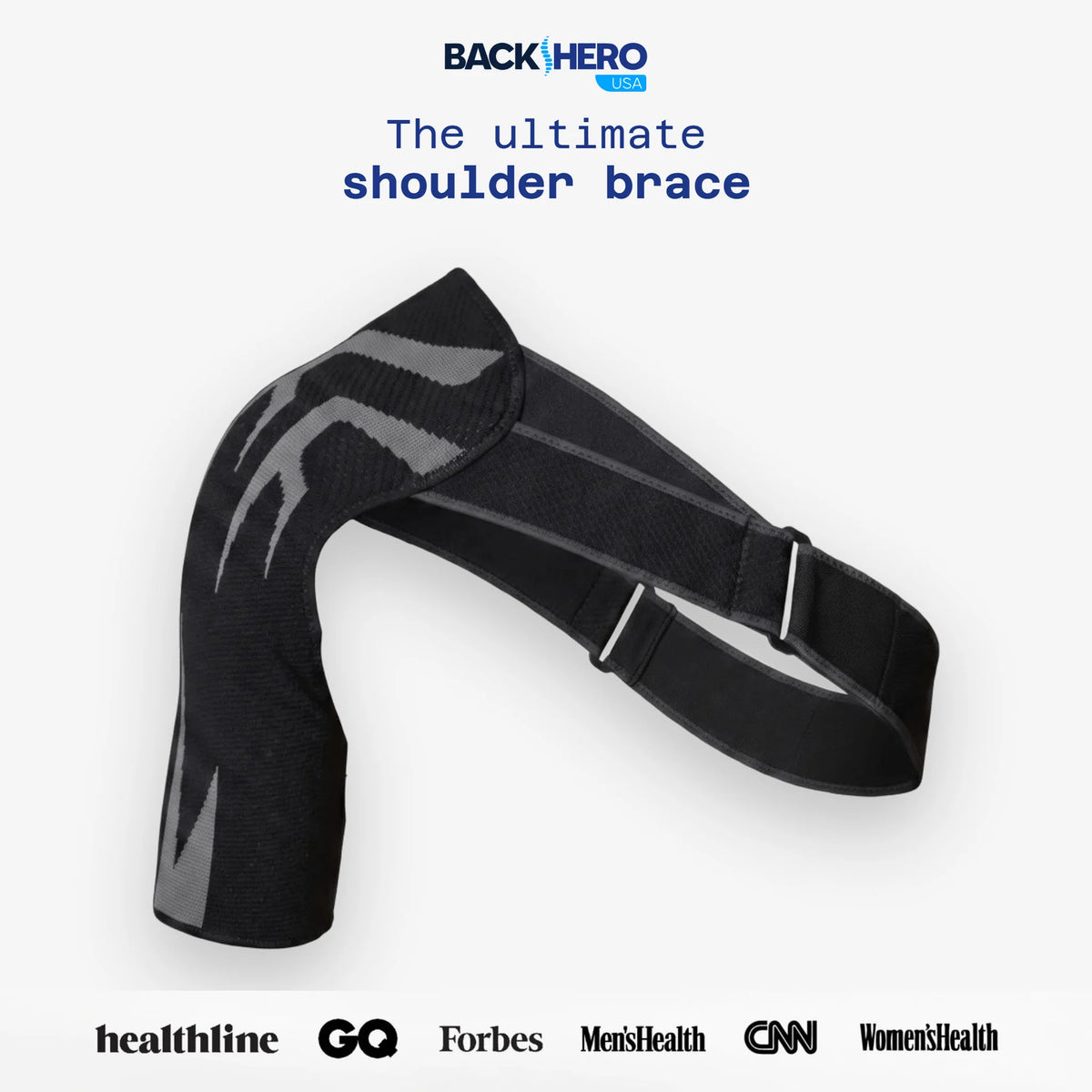 Back Hero USA Shoulder Brace, a black rotator cuff compression support