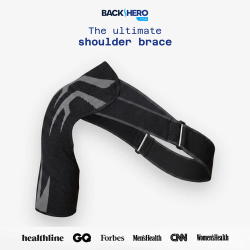 Back Hero USA Shoulder Brace, a black rotator cuff compression support